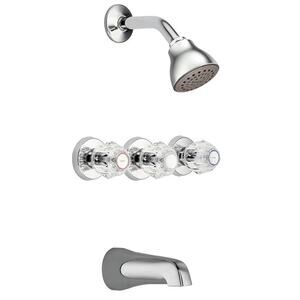 Moen 2995EP Chateau Tub & Shower 3 Handle Faucet in Chrome (valve Included)